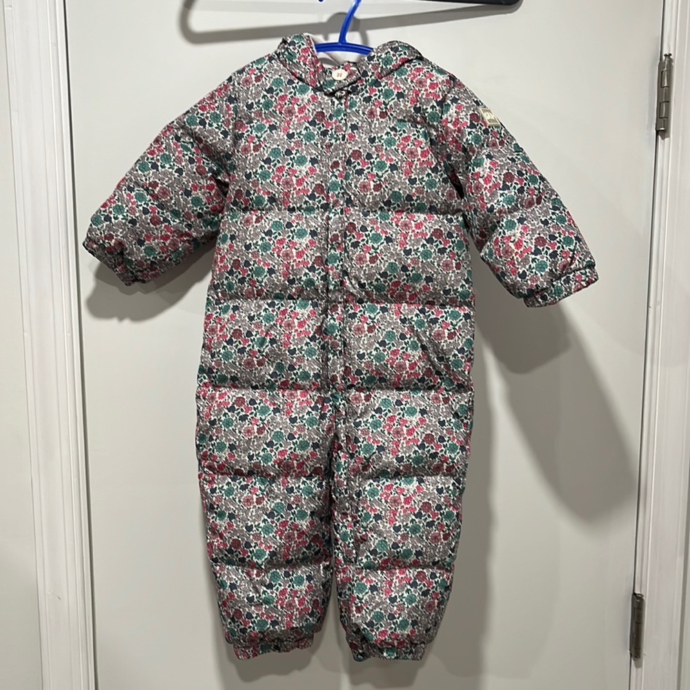 18-24 Month Baby Gap Fleece Lined Snow Bib with Hood and Matching Hand Covers